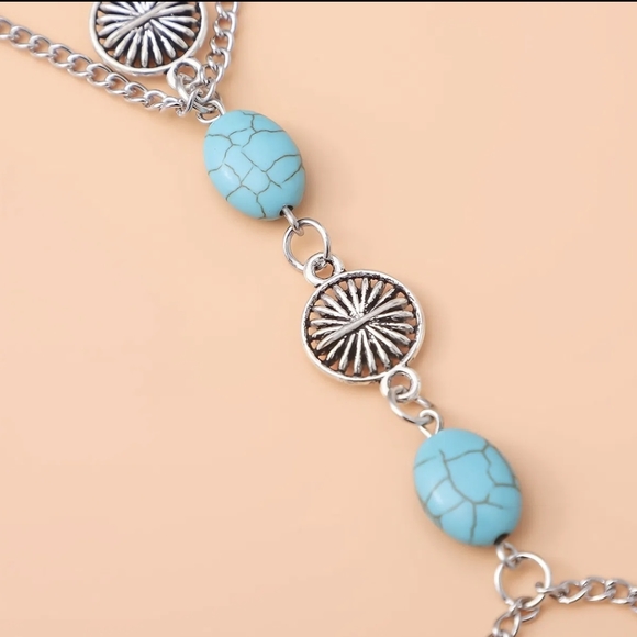 Vintage Style Fashion Silver Polished Anklet,Bohemian Toe & Ankle Foot Chain - Picture 5 of 5